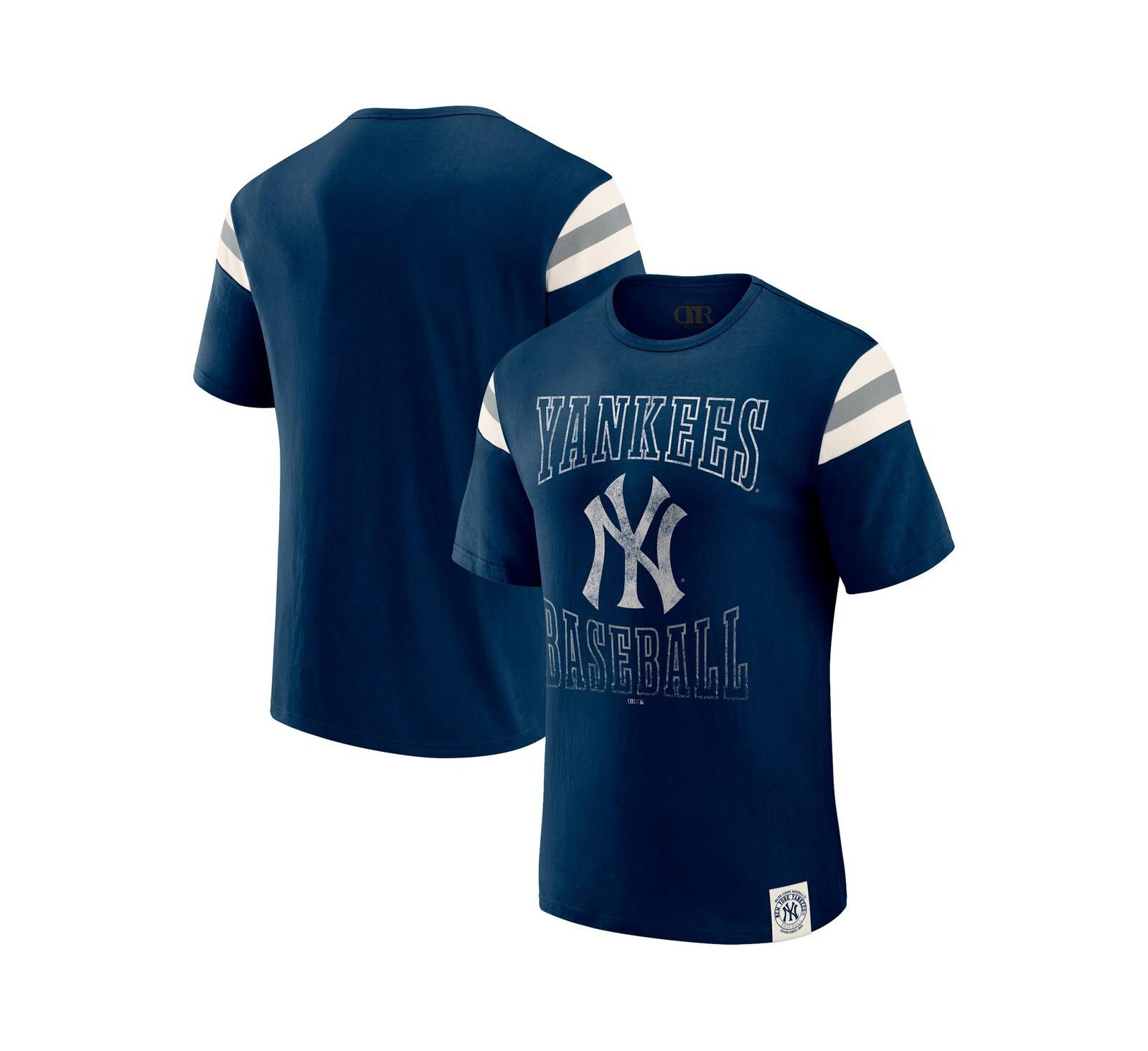 Darius Rucker Collection by Fanatics Men's Navy New York Yankees Distressed Sleeve Stripe T-Shirt