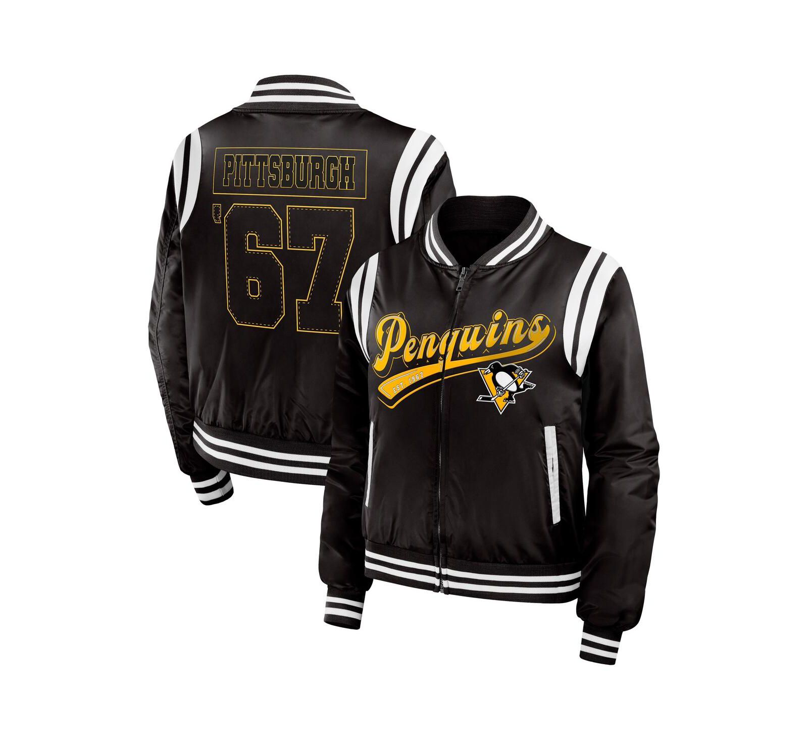 Бомбер WEAR by Erin Andrews Women's Black Pittsburgh Penguins Full-Zip