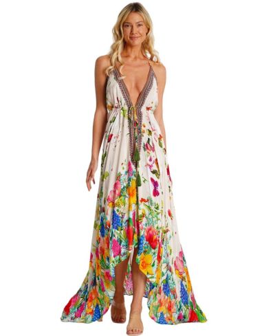 La Moda Clothing Women's Maxi halterneck Dress