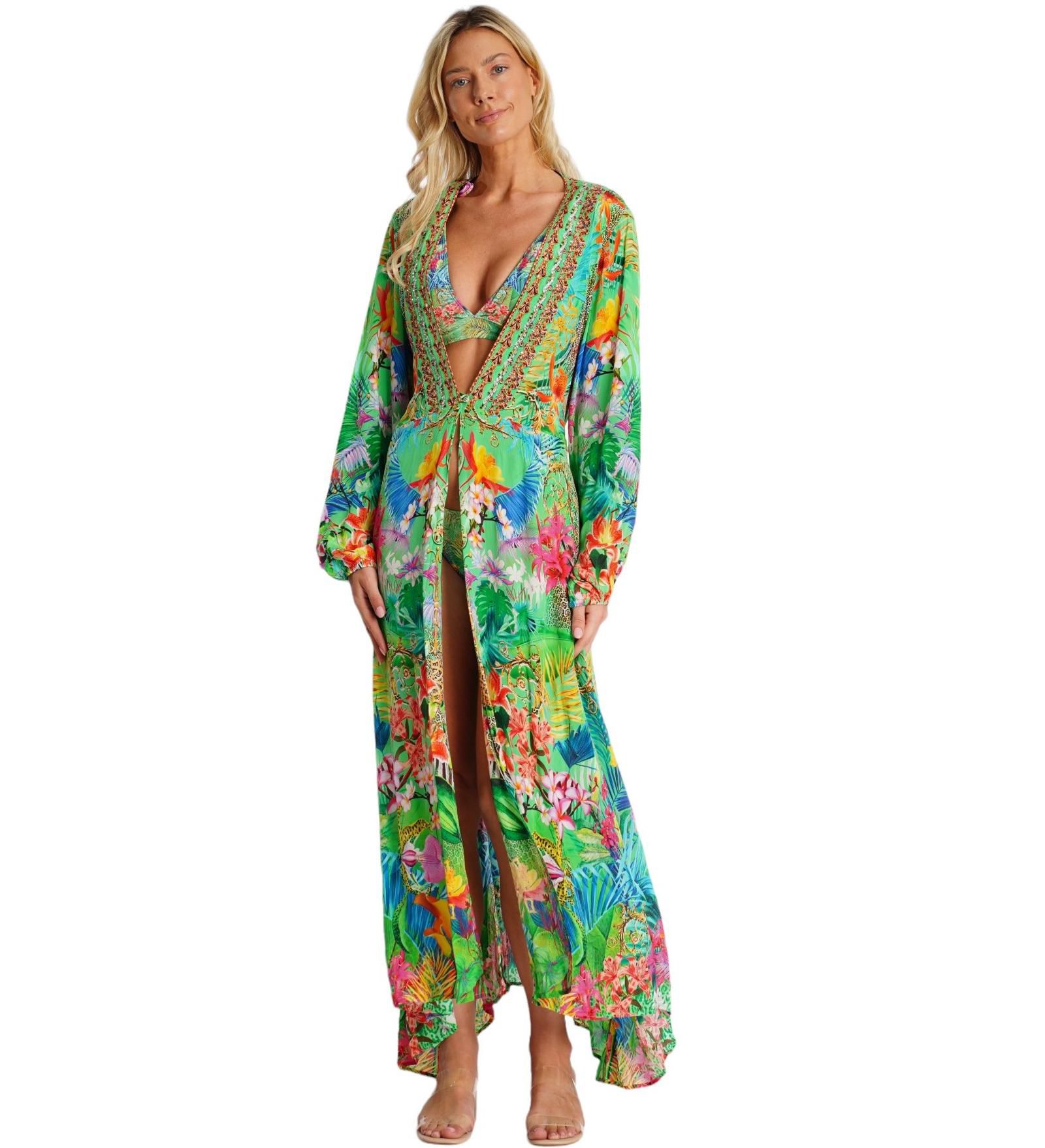 La Moda Clothing Women's Rossie Maxi Belted Wrap Cover Up Dress