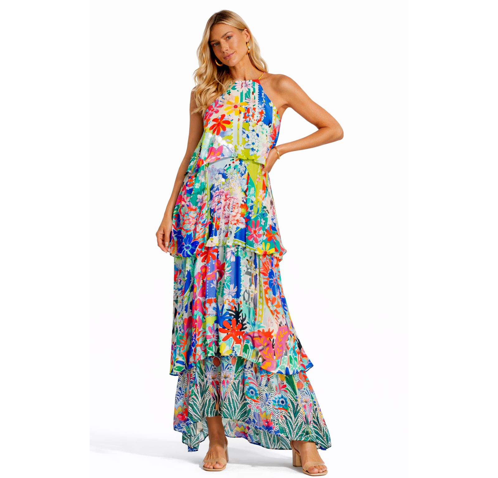 Женское многоярусное макси-платье La Moda Clothing Flowing Tiered Skirt