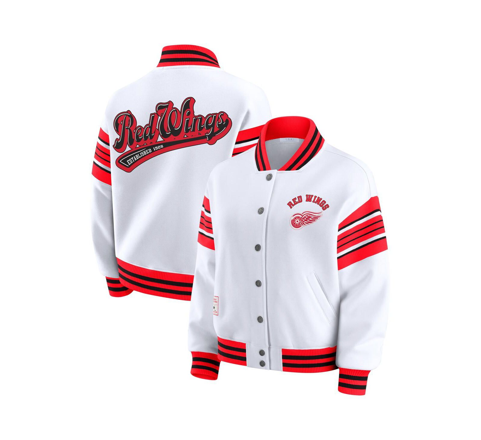 WEAR by Erin Andrews Women's White/Red Detroit Red Wings Full-Snap Fleece Sweatshirt Jacket