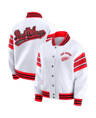Женская флисовая толстовка-куртка WEAR by Erin Andrews White/Red Detroit Red Wings Full-Snap
