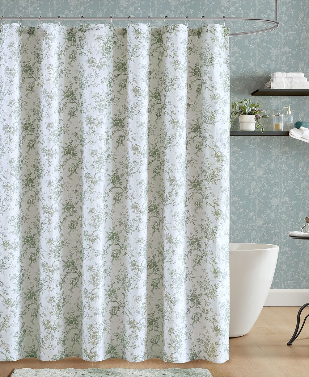 Шторка для душа Laura Ashley Walled Garden Tonal Floral, 72" x 72"