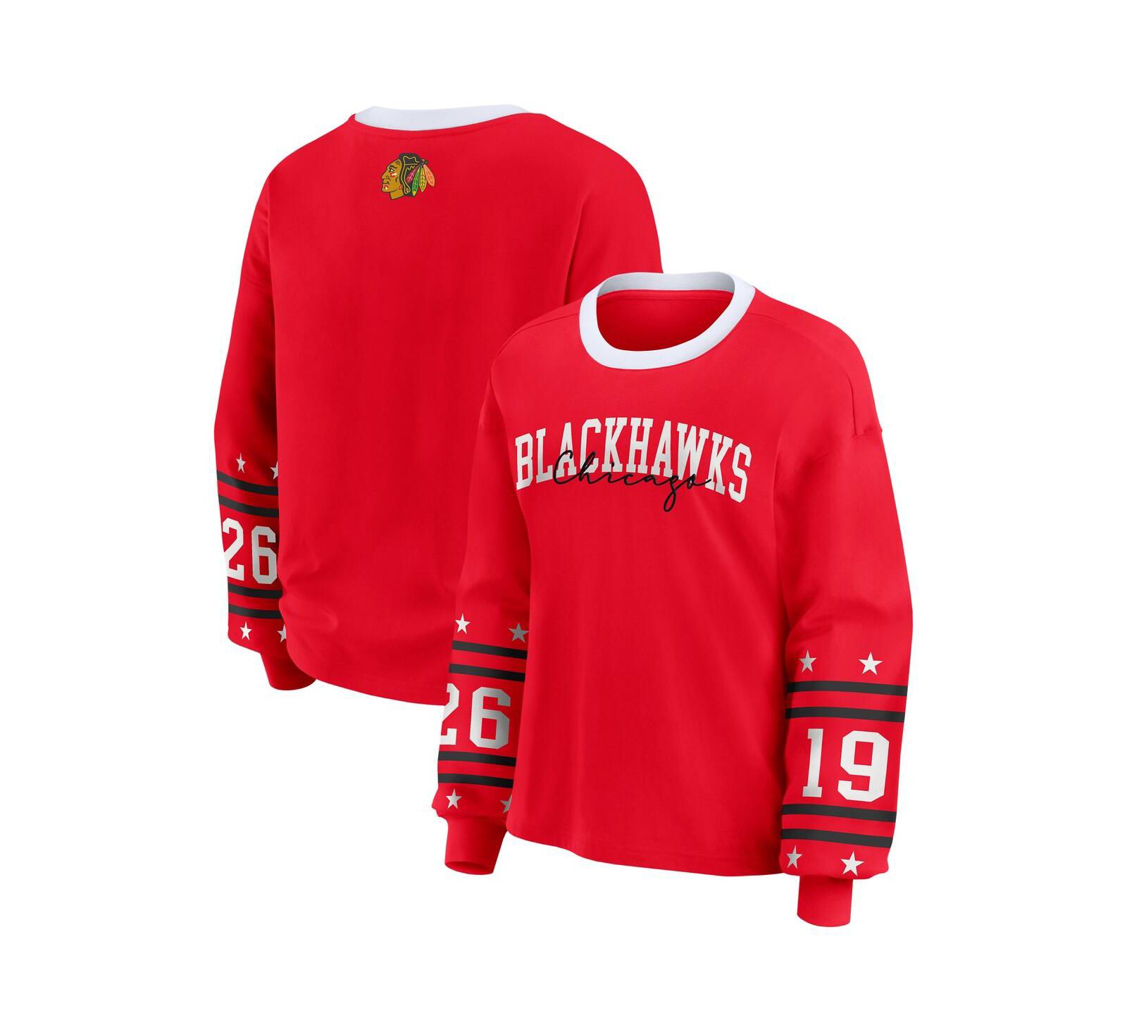 WEAR by Erin Andrews Women's Red Chicago Blackhawks Long-Sleeve Sport T-Shirt