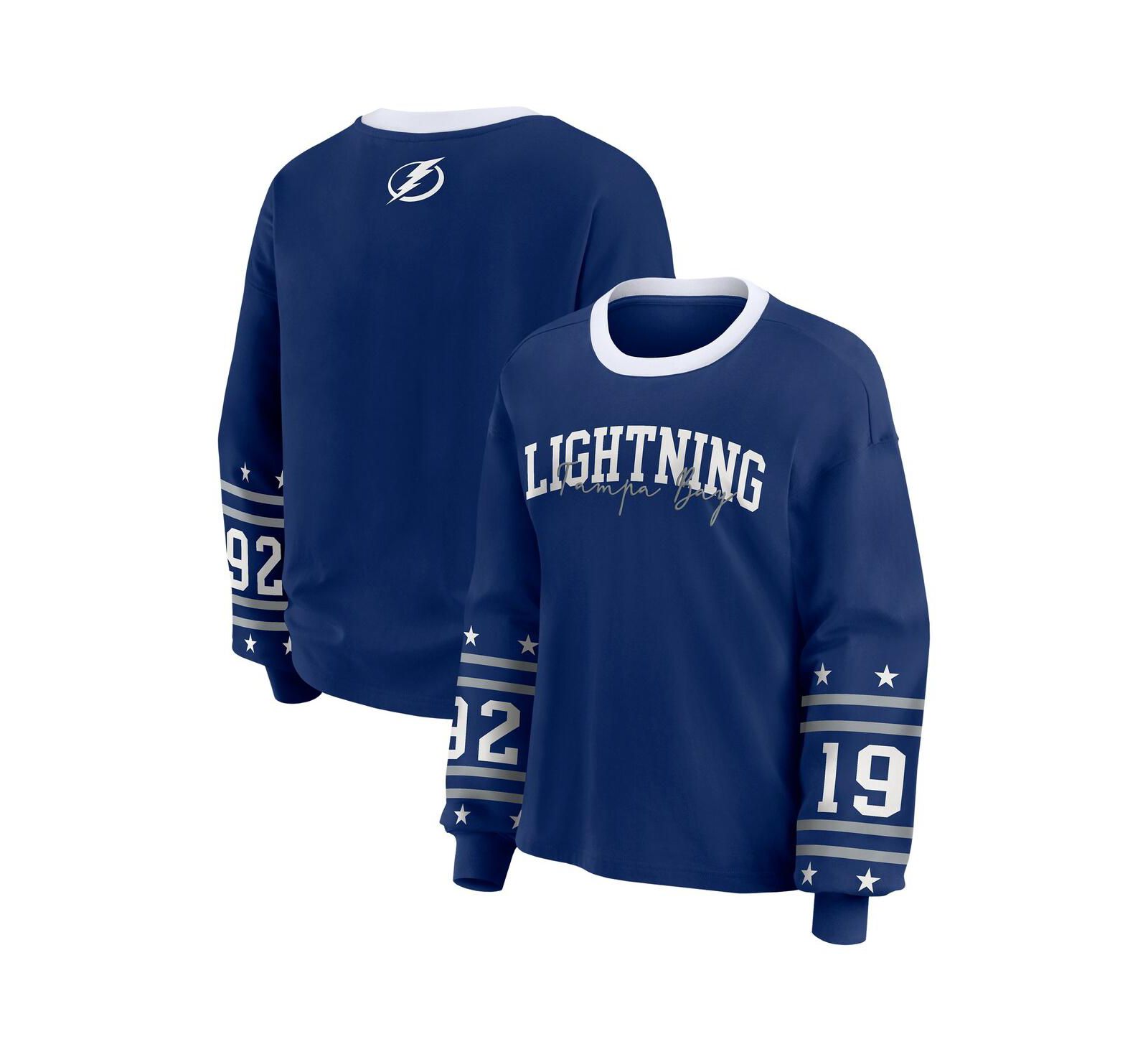 WEAR by Erin Andrews Women's Blue Tampa Bay Lightning Long-Sleeve Sport T-Shirt
