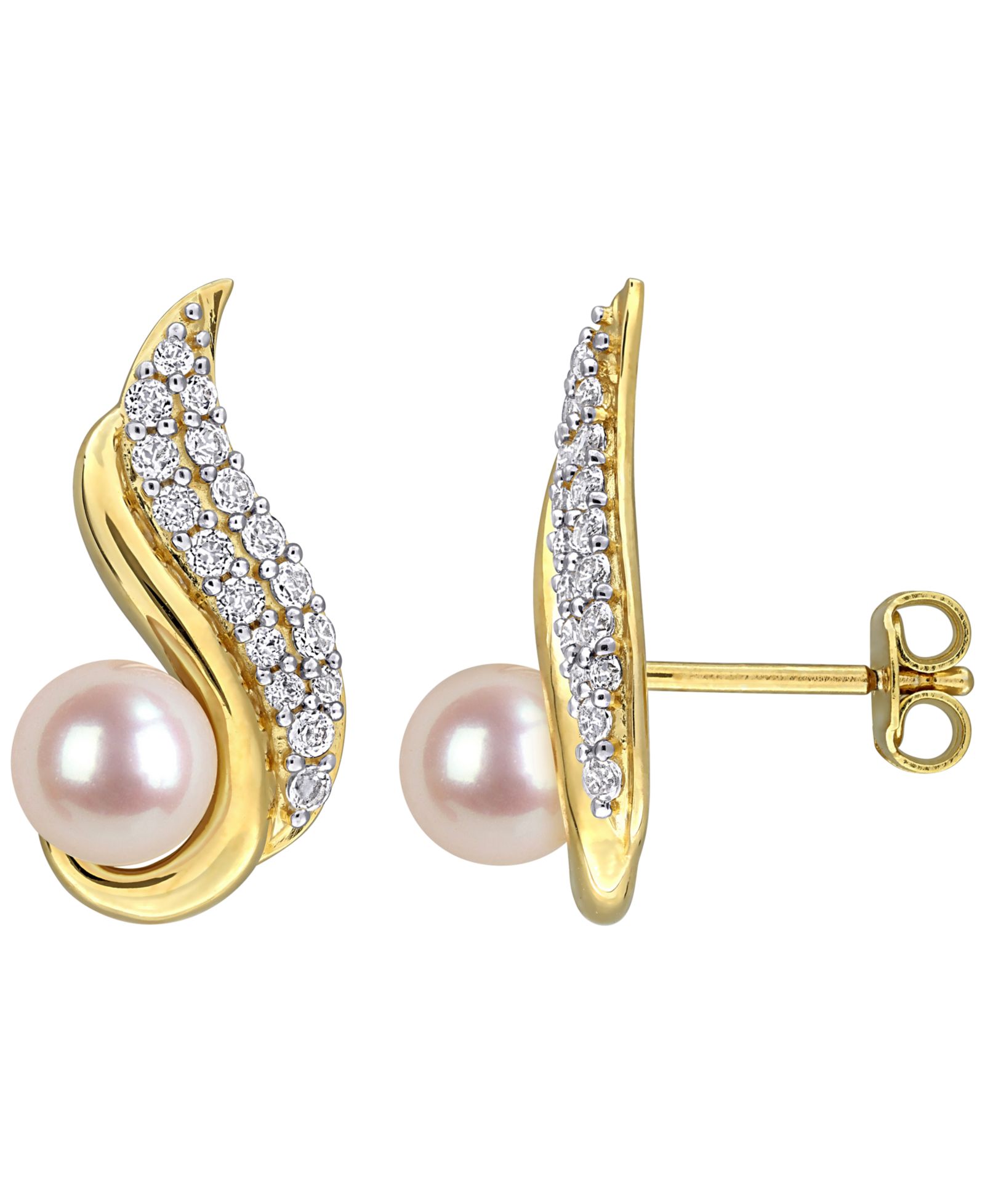 Macy's серьги с жемчугом и топазом 18k Gold Plated