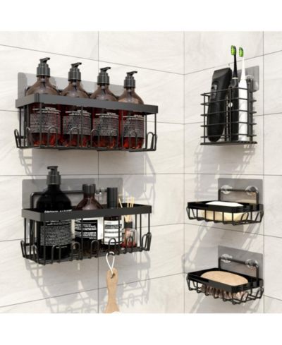 Cheer Collection Stainless Steel Self-Draining Heavy-Duty Shower Caddy 5-Pack