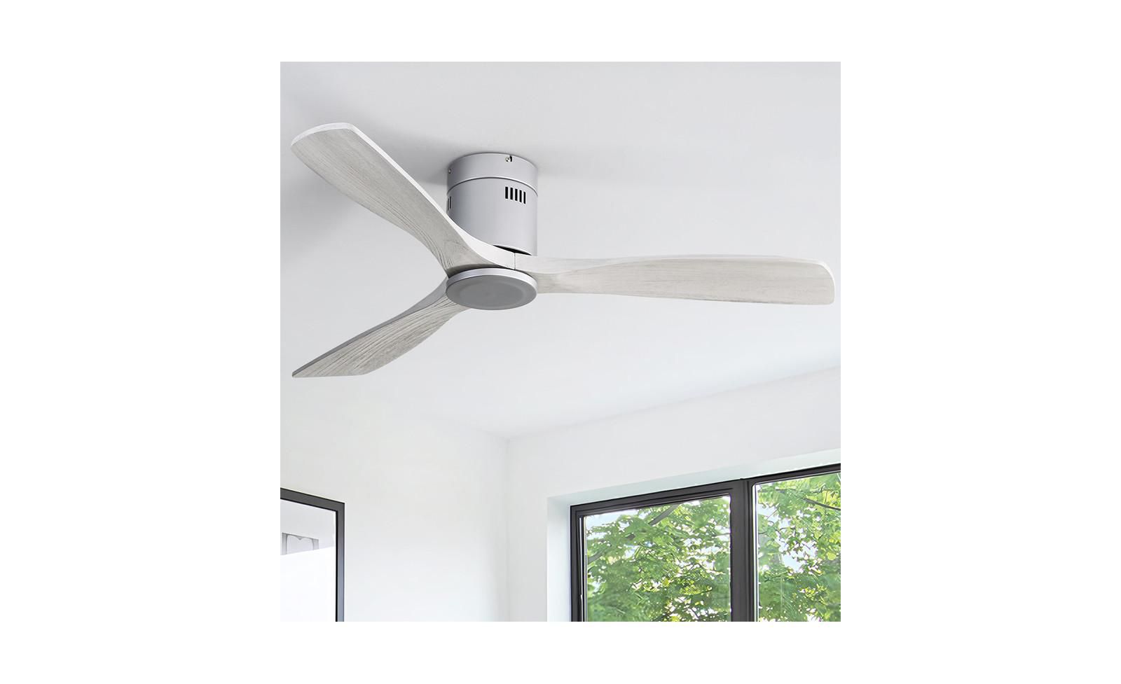 Sofucor 52-inch Modern Sliver 3 Solid Wood Blade 6-speed Remote Control and Forward Reverse Rotation Function Ceiling Fan