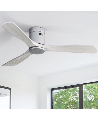 Sofucor 52-inch Modern Sliver 3 Solid Wood Blade 6-speed Remote Control and Forward Reverse Rotation Function Ceiling Fan