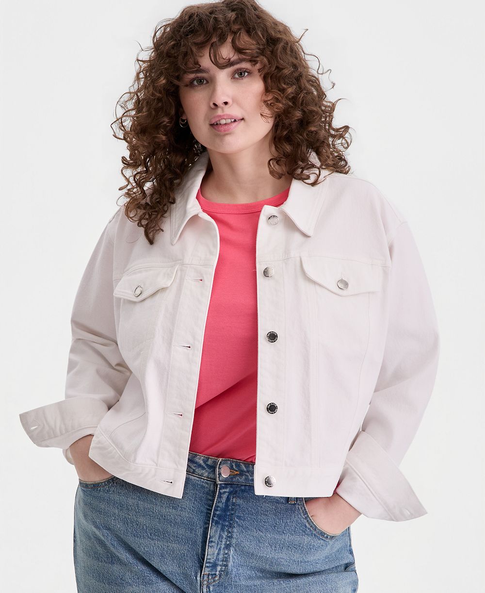 On 34th Trendy Plus Size Relaxed Cropped Trucker Jacket, Macy's Exclusive