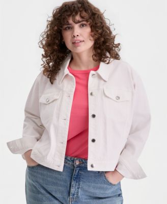 On 34th Trendy Plus Size Relaxed Cropped Trucker Jacket, Macy's Exclusive