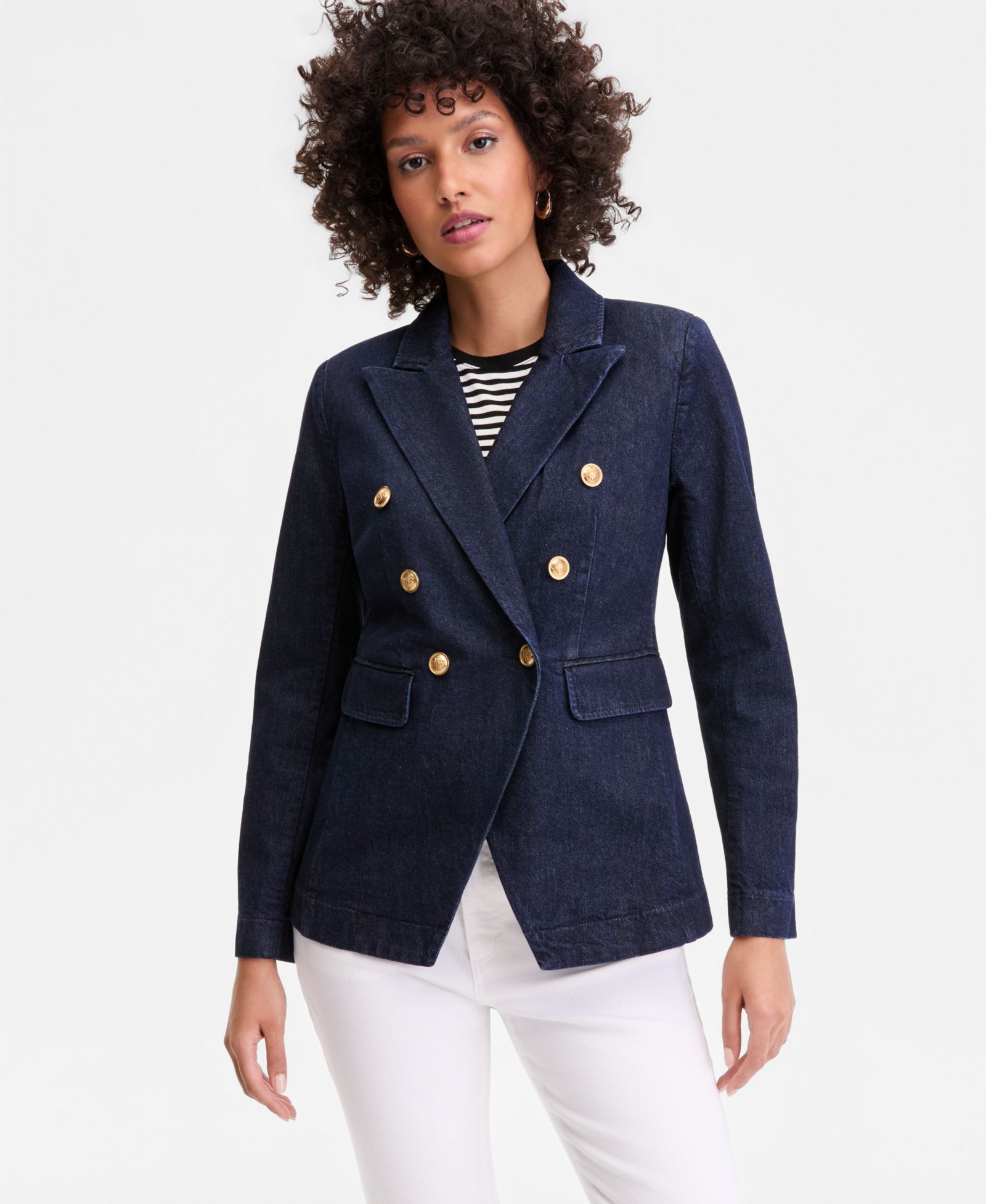 I.N.C. International Concepts Women's Double-Breasted Denim Blazer, Macy's Exclusive