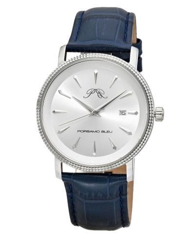 Мужские часы Porsamo Bleu Veritas 2 Round Blue из натуральной кожи 40 mm