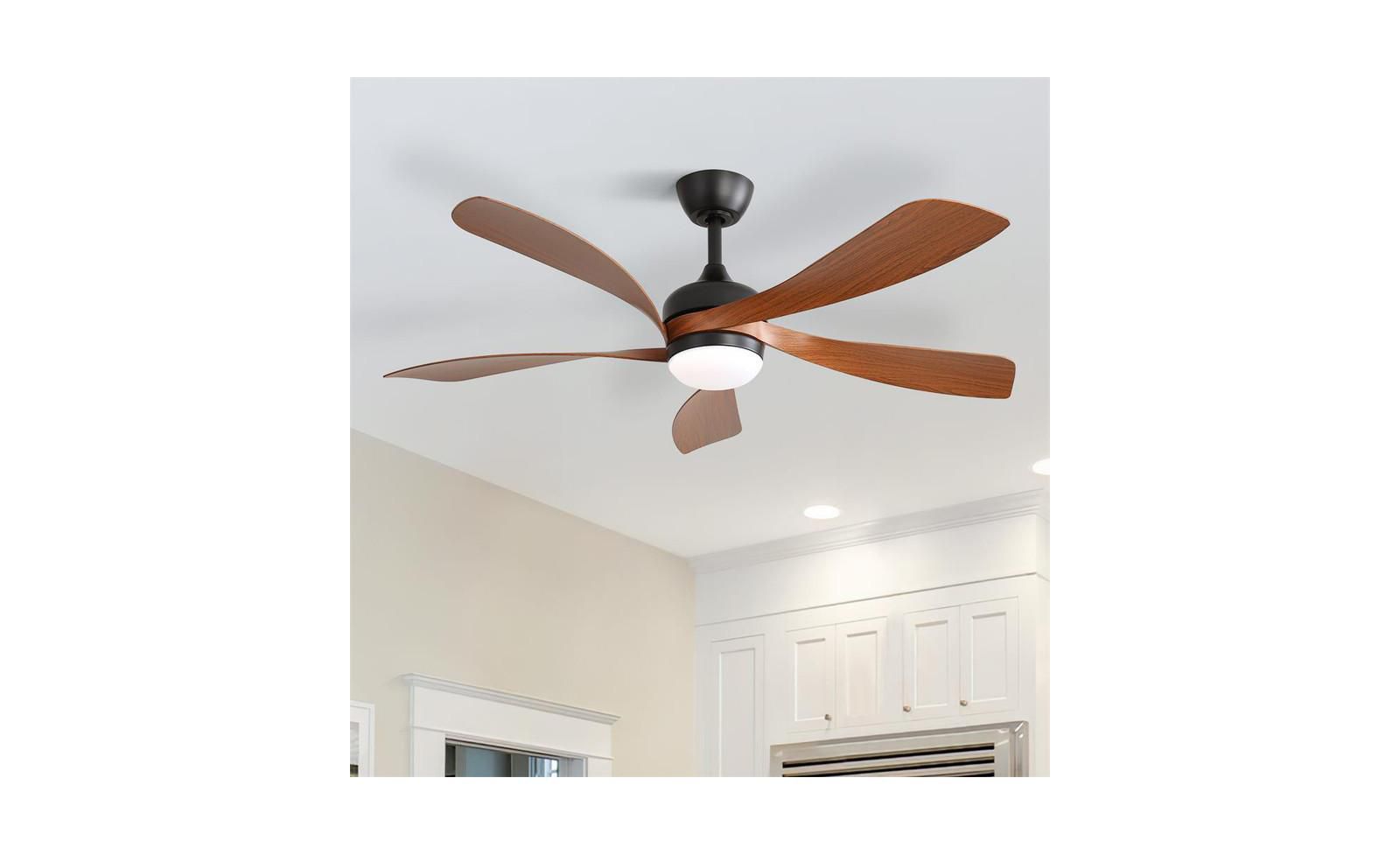 Sofucor 52 Inch 5 Blade ABS LED Ceiling Fan with Downrod and 6 Speed Adjustable Remote Control