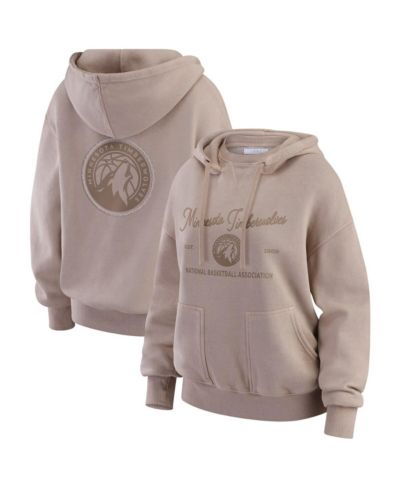 WEAR by Erin Andrews Women's Tan Minnesota Timberwolves Washed Pullover Crewdie