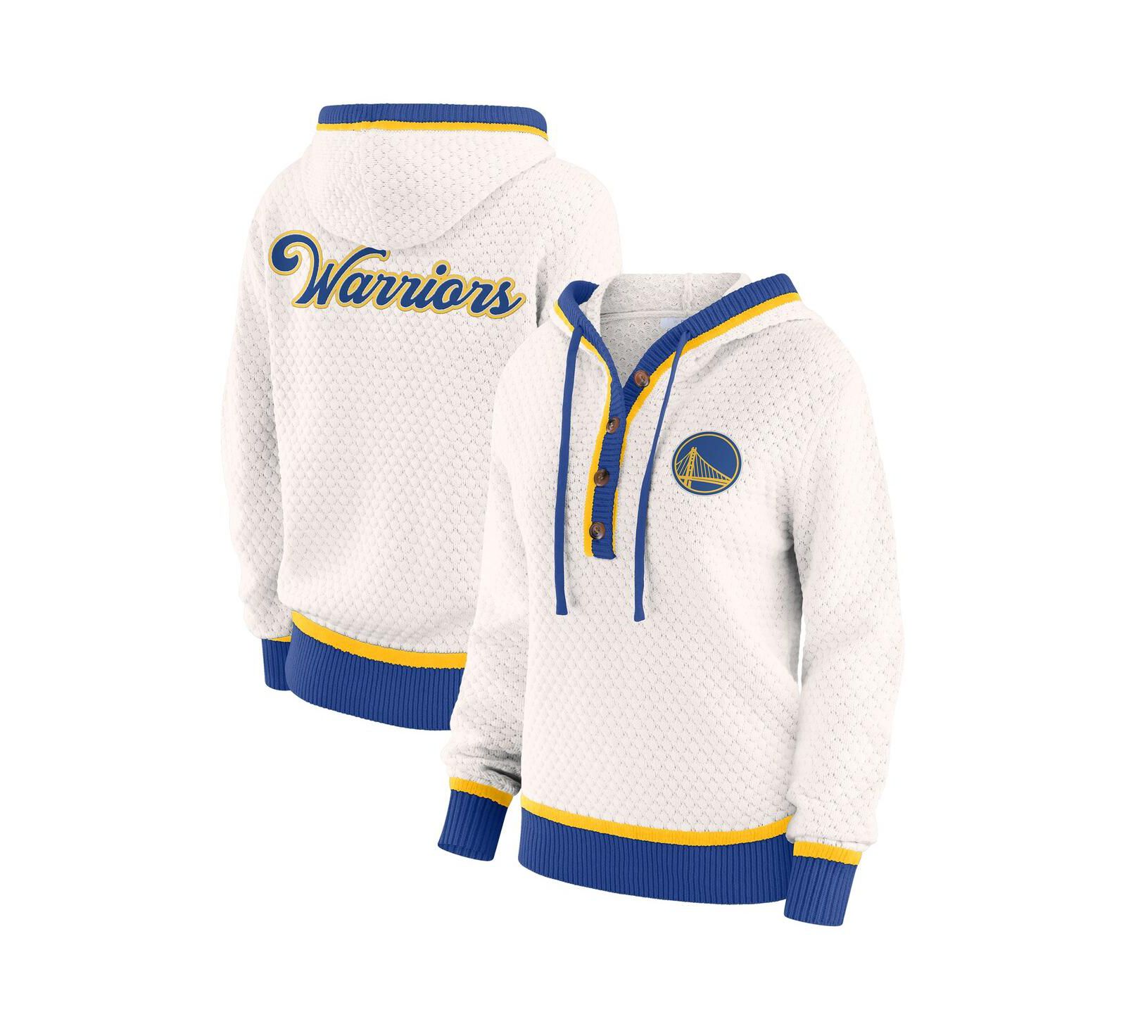 Женский худи-свитер WEAR by Erin Andrews Cream Golden State Warriors Plus Size