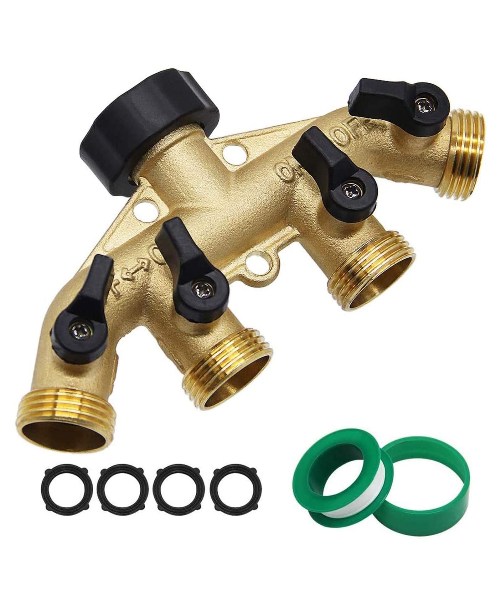 Разветвитель садового шланга TWINKLE STAR 4 Way Heavy Duty Spigot Adapter с клапанами