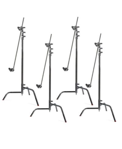 Matthews 40" C+ Stand with Turtle Base and Grip Head and Arm, Chrome, 4-Pack