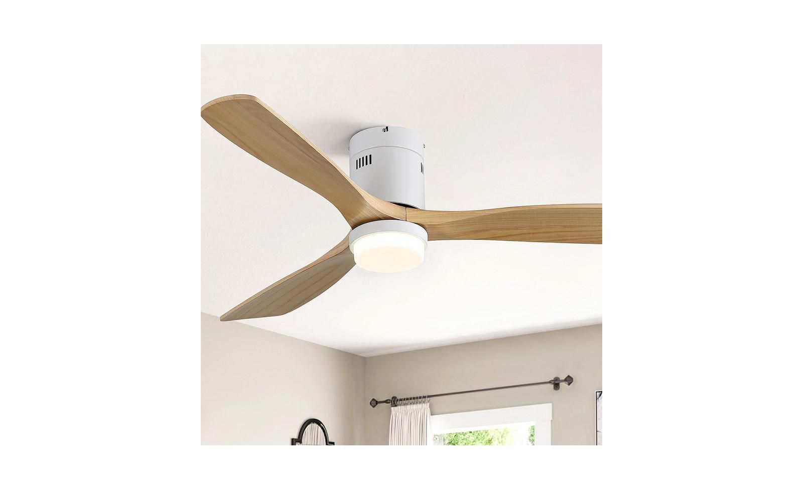 Потолочный вентилятор с освещением Sofucor 52-inch White Wood Blades