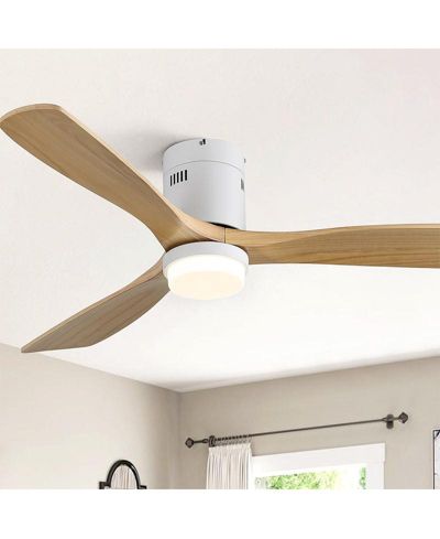 Потолочный вентилятор с освещением Sofucor 52-inch White Wood Blades