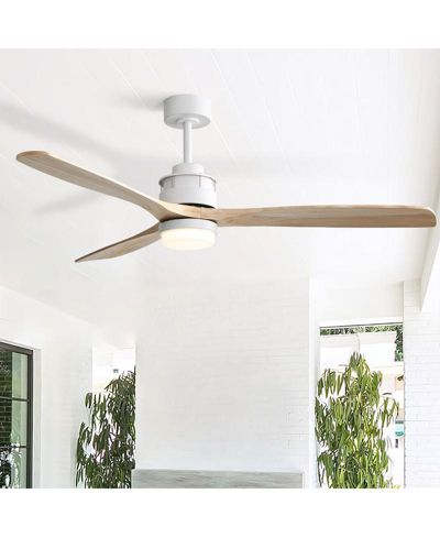 Sofucor 60-inch Modern Minimalist Style White 3-Blade Ceiling Fan with Led Light, Remote Control and Timing Function