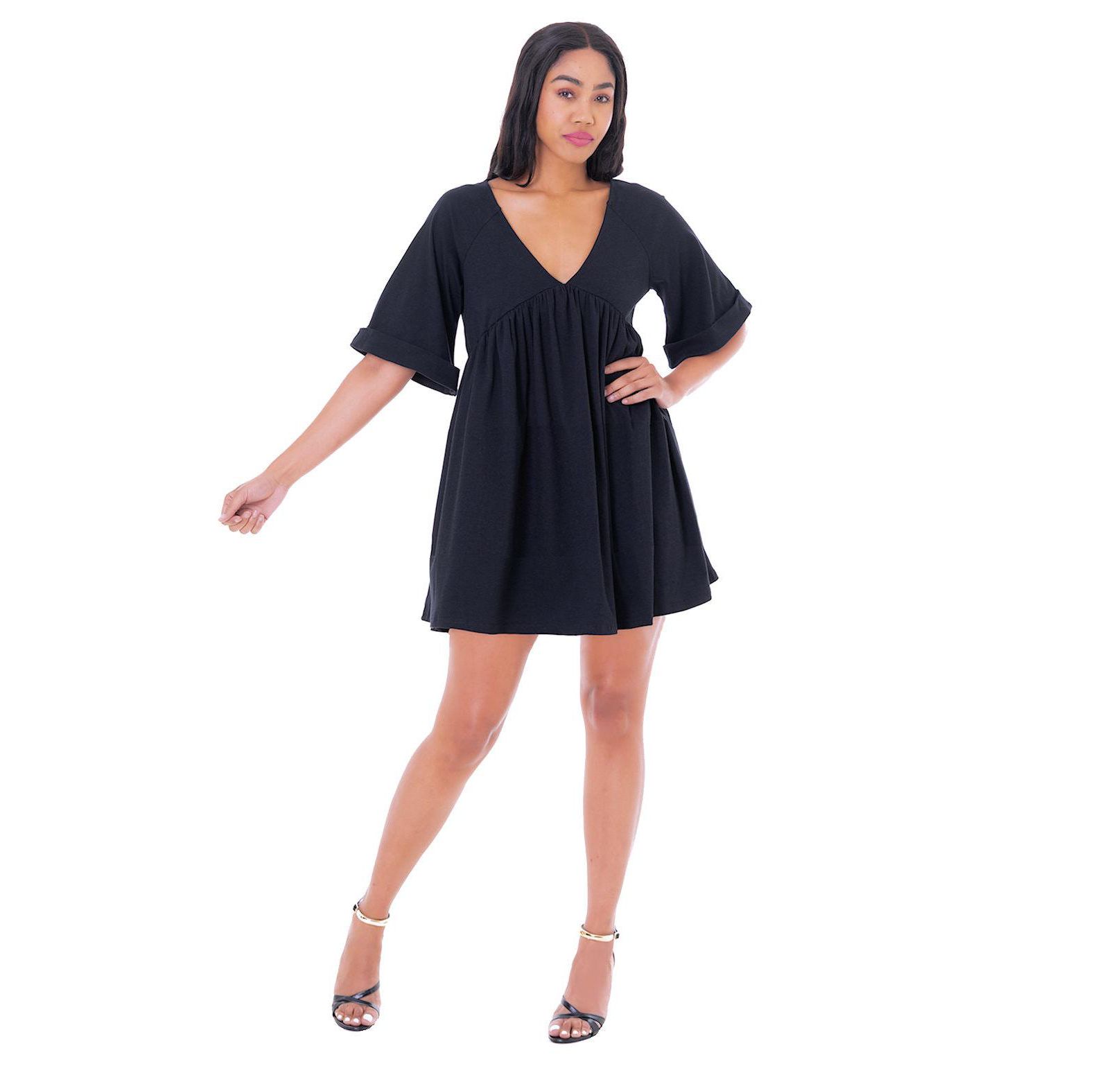 Женское платье Dai Moda ANNIE DOUBLE VNECK с широкими рукавами
