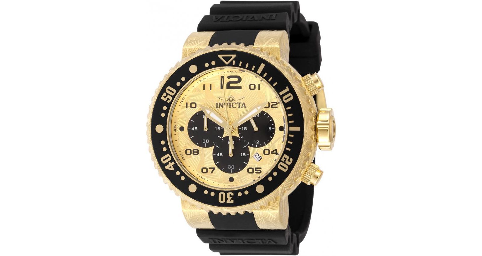 Invicta Мужские часы 48618 Pro Diver Quartz Chronograph, золото, черный циферблат