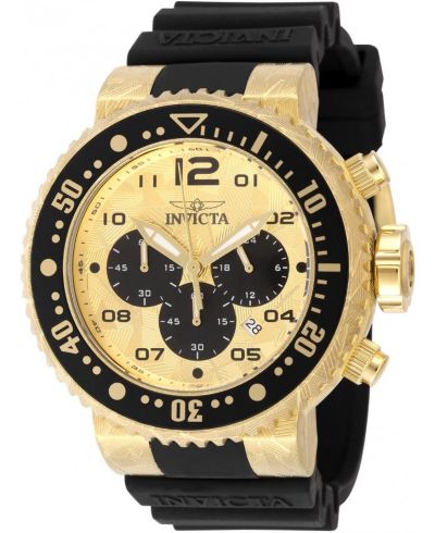 Invicta Мужские часы 48618 Pro Diver Quartz Chronograph, золото, черный циферблат