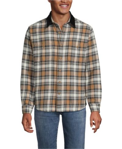 Lands' End Men's Authentic Flannel Shirt with Corduroy Collar