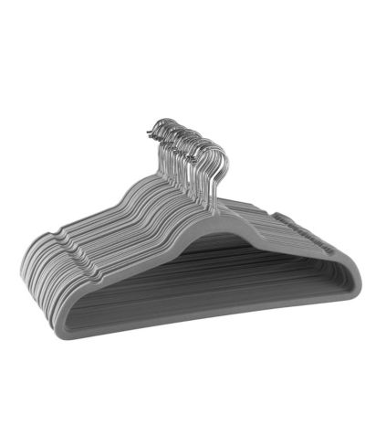 Elama Home Velvet Slim Profile Heavy Duty Felt Hangers with Stainless Steel Swivel Hooks, Set of 30
