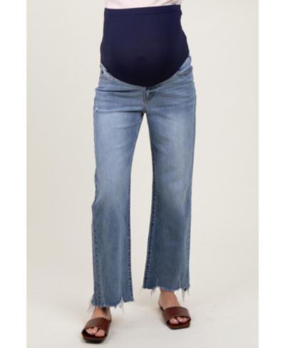 Pinkblush Women's Light Blue Fringe Hem Wide Leg Jeans