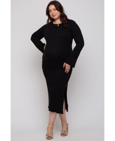 Длинное платье Plus Size Pinkblush с ребристой тканью и разрезом по бокам