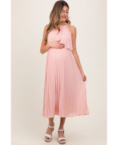 Pinkblush Women's Pink Pleated Woven Midi Dress