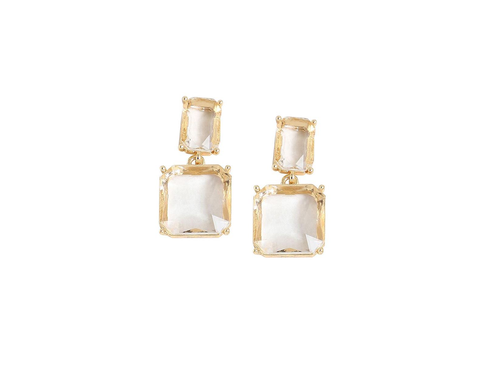 SOHI Women's White Geometric Drop Earrings