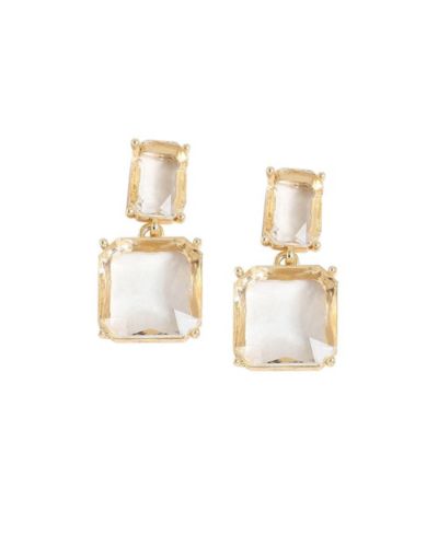 SOHI Women's White Geometric Drop Earrings