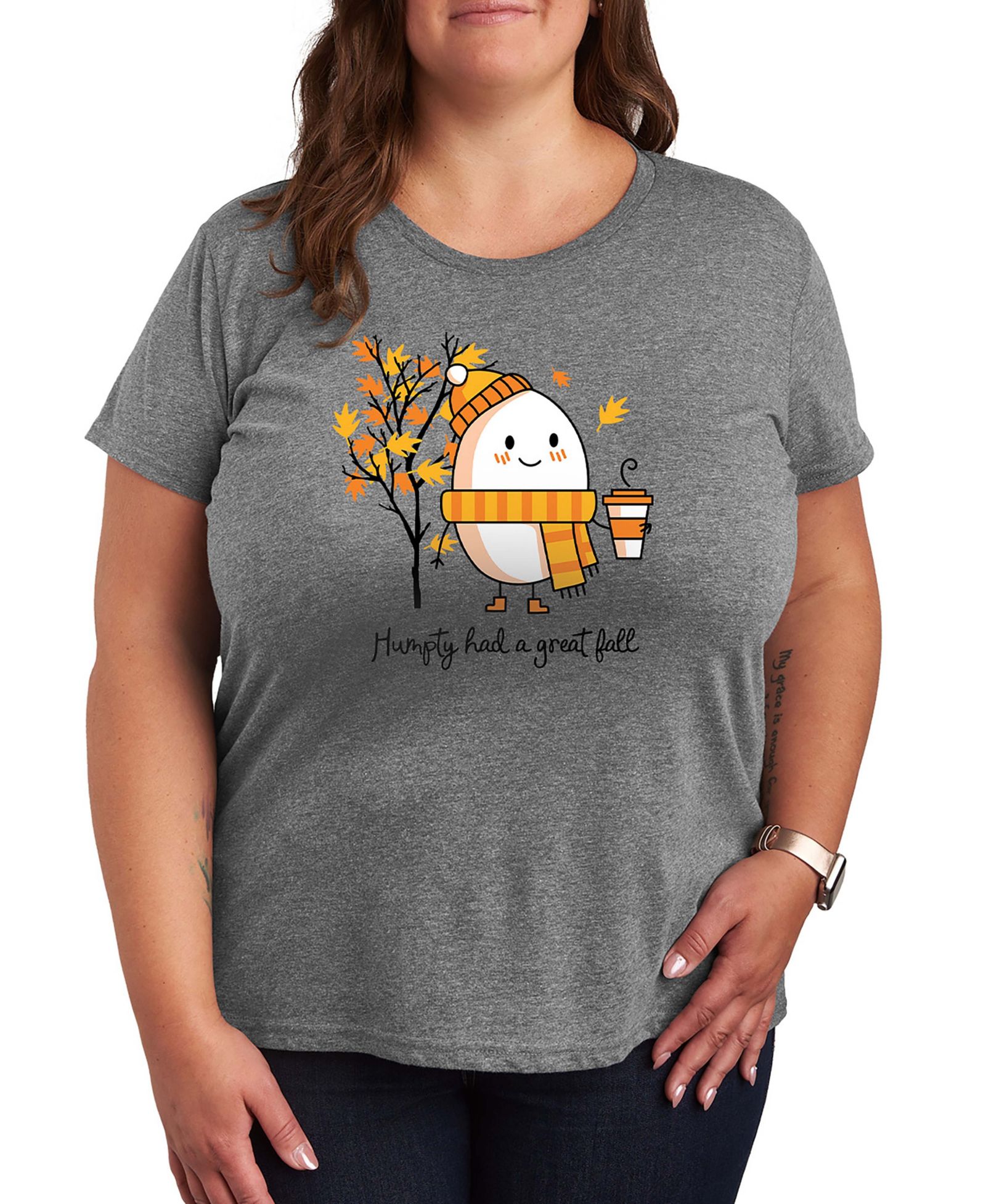 Женские футболки Hybrid Apparel Plus Size Humpty Dumpty с коротким рукавом и принтом