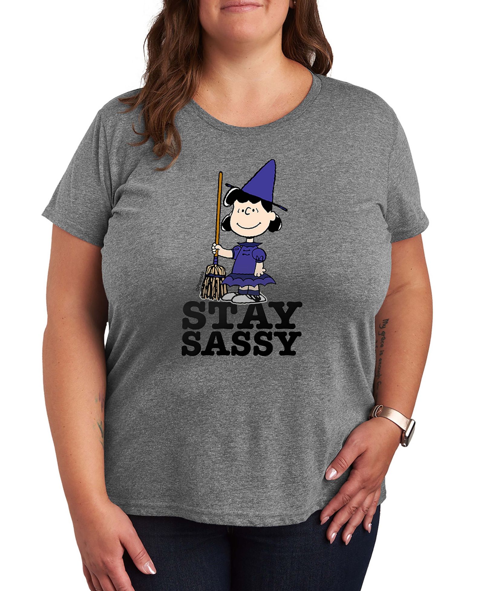 Женская футболка Hybrid Apparel Peanuts Halloween Lucy Witch Sassy Short Sleeve Graphic