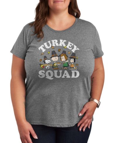 Peanuts Gang Thanks Giving Turkey Squad Women's Short Sleeve Graphic T-shirts