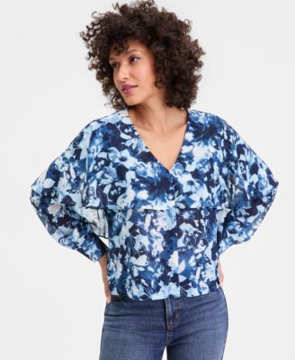 Женская блузка I.N.C. International Concepts Long-Sleeve Printed Capelet