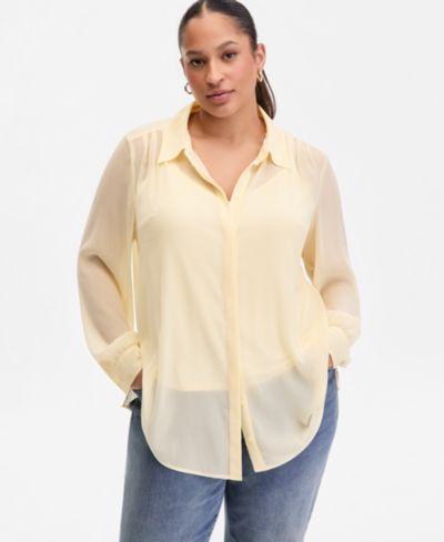 I.N.C. International Concepts Plus Size Collared Button-Front Shirt, Macy's Exclusive