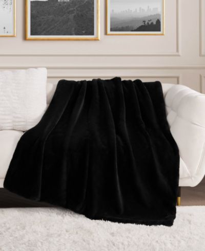Juicy Couture Rabbit Mink Faux Fur Throw, 50" x 70"