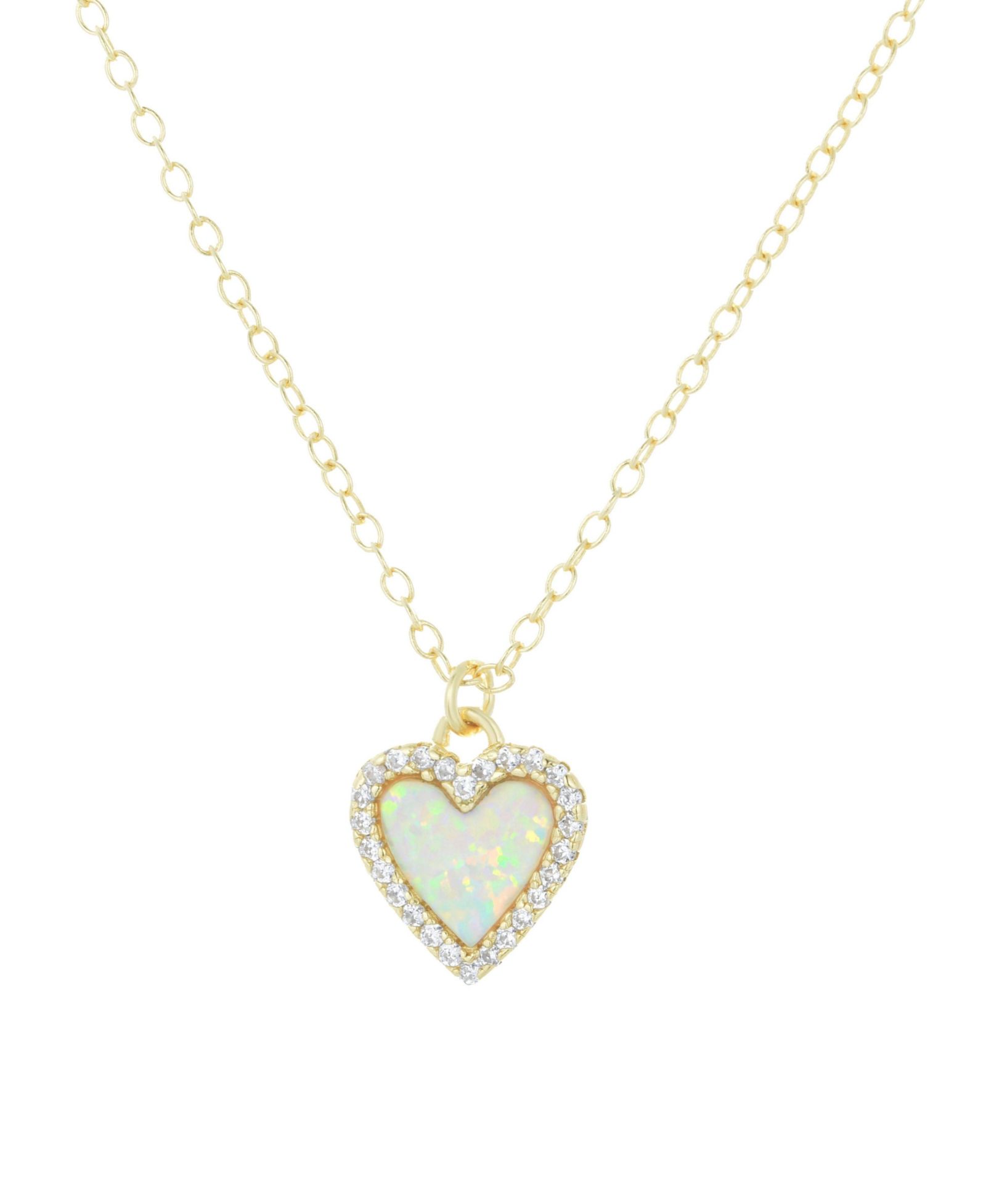 Подвеска Mini Heart с Lab-Grown Opal в позолоченном стерлинговом серебре