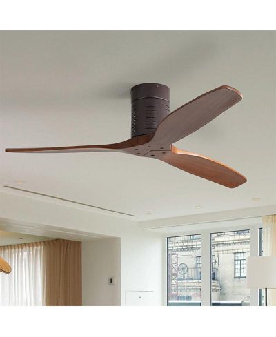 Sofucor 52-inch Modern Brown 3-Blade Flush Mount Fans Supports Remote Control 6-Speed Arbitrary Adjustment and Timing Function