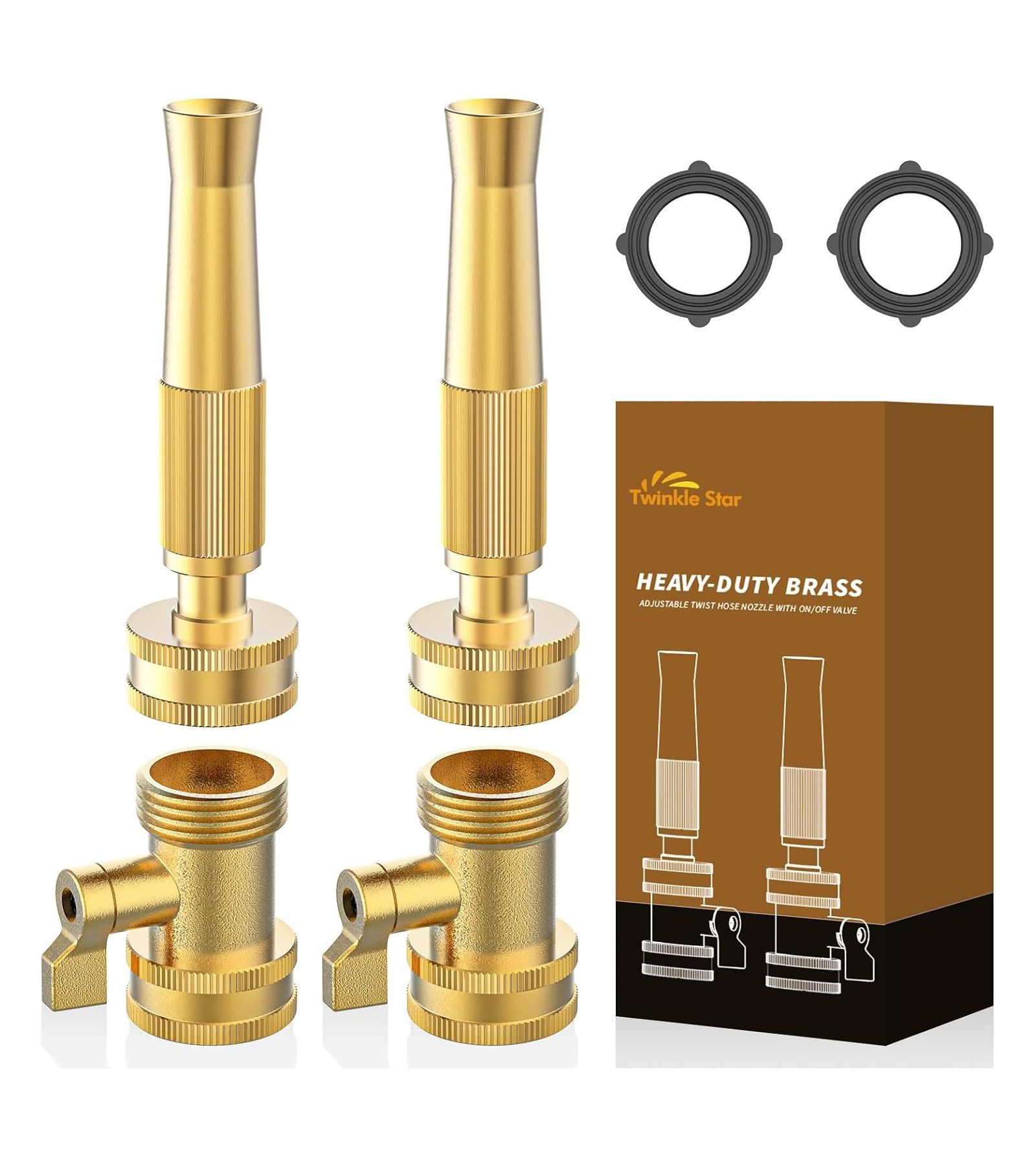 Насадка на шланг TWINKLE STAR 4-Pack Heavy Duty Brass Adjustable Twist</div>