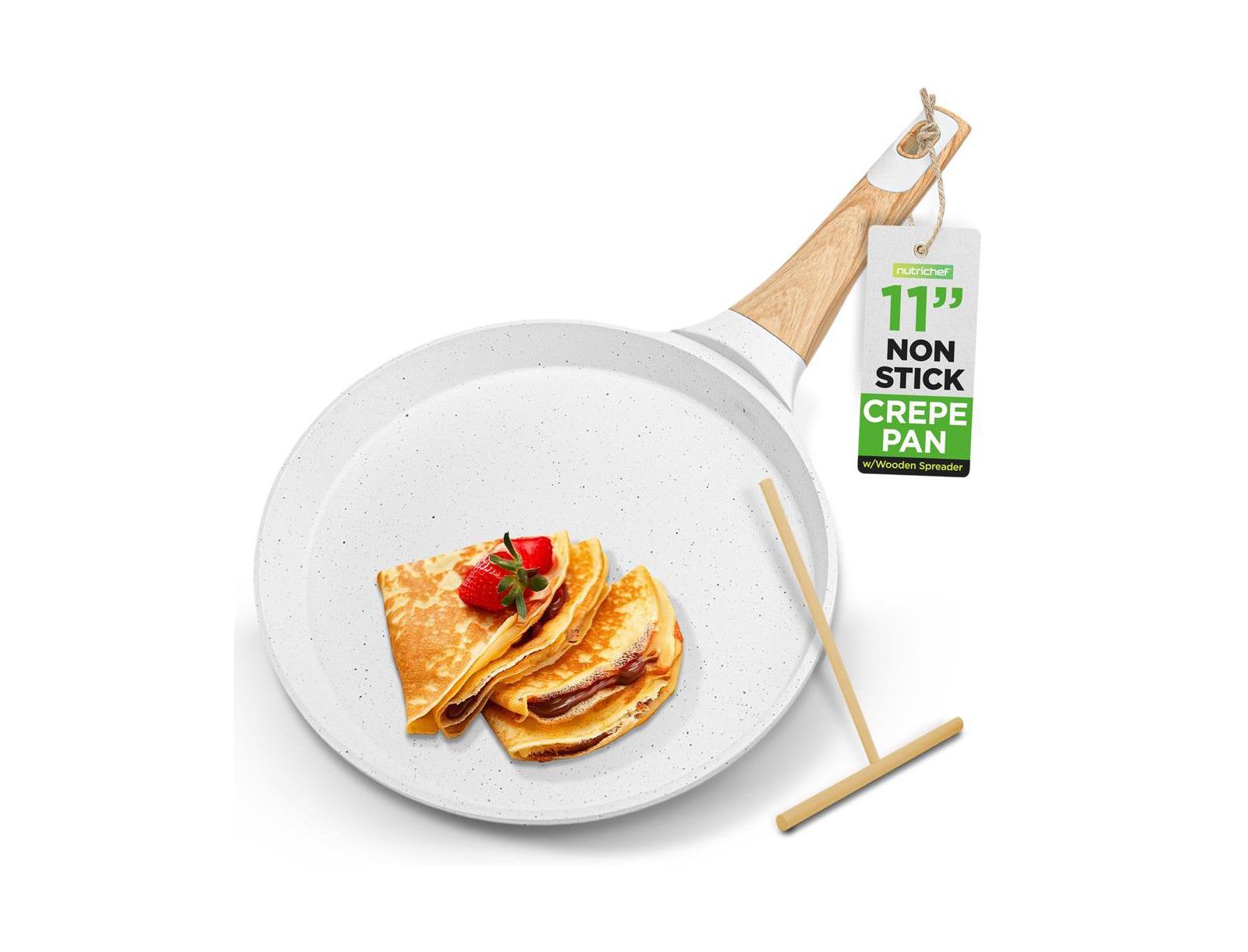 Сковорода для крепов NutriChef aluminum 11” Non-Stick с деревянной лопаткой NCMKCP002411WT
