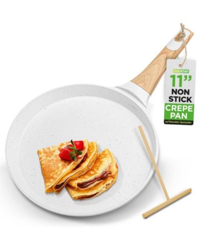 NutriChef aluminum 11” Non-Stick Crepe Pan with Wooden Spreader (NCMKCP002411WT)