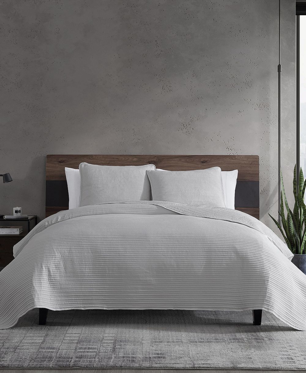 Комплект постельного белья Kenneth Cole New York Solid Washed Channel Stitch, 3-Pc. Quilt Set, King