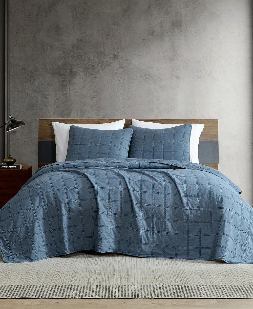 Kenneth Cole New York Solid Stonewashed 3-Pc. Quilt Set, Full/Queen