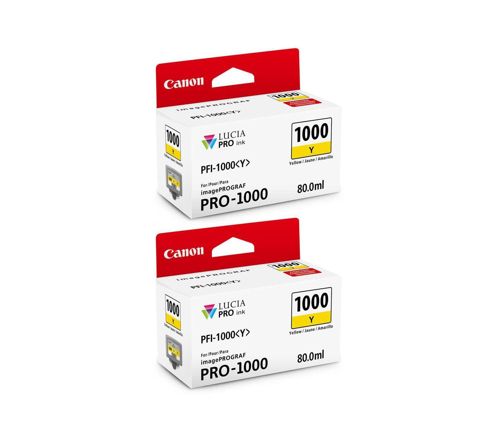 Canon набор из 2 картриджей PFI 1000Y Yellow LUCIA PRO для принтера image PROGRAF PRO 1000